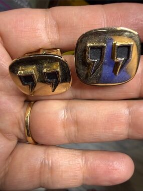 Gold-Tone Men’s Cufflinks with Black Accent